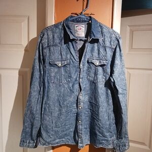 Thread and Cloth Men's Blue Long Sleeve Denim Button/Snap-Up Shirt. Size M